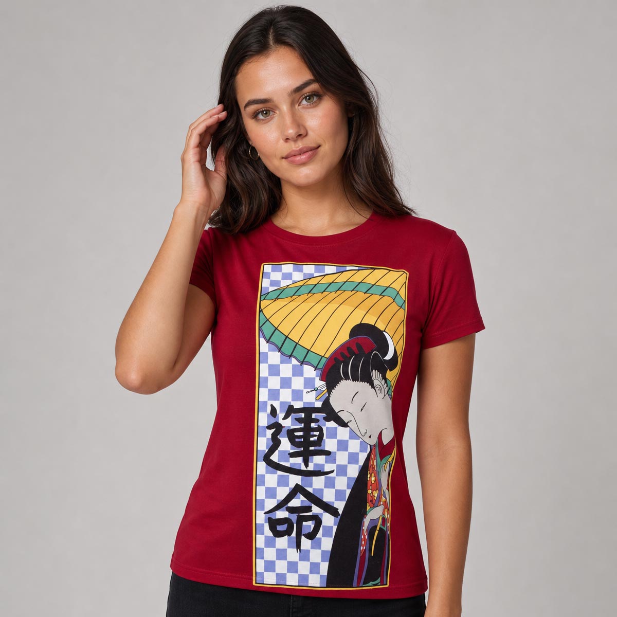 playera roja de mujer